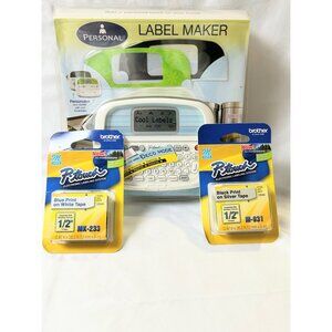 Brother PT-90 Label Maker Set With 2 Tape Refills 2 Font Sizes & Stylish Frames